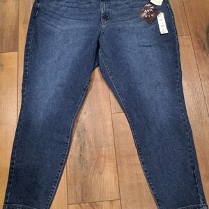 Ava & Viv Women's Plus Size 22 Mid-Rise Skinny Jeans Dark Blue Denim Stretch NWT